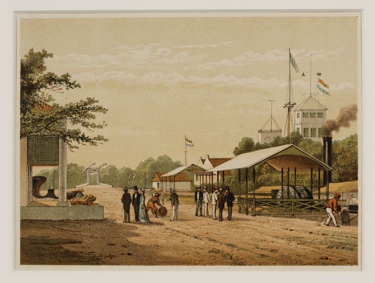 A DUTCH COLONIAL TRADING POST, LITHOGRAPH, 19TH CENTURY