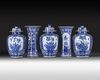 A Chinese blue and white five-piece garniture