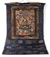 A SHAKYAMUNI BUDDHA WITH DISCIPLES THANGKA, TIBET, 20TH CENTURY