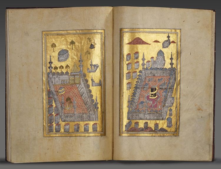 AL-JAZULI, DALA'IL AL-KHAYRAT WA SHAWARIQ AL-ANWAR, PRAYERS, WITH TWO ILLUSTRATIONS OF THE HOLY CITIES OF MECCA AND MEDINA, OTTOMAN TURKEY, 19TH CENTURY