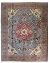 AN ANTIQUE TARIZ CARPET, LIGHT BLUE
