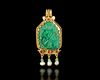 A BYZANTINE GOLD PENDANT WITH EMERALD CHI-RHO INTAGLIO 6TH-8TH CENTURY AD