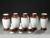 A SET OF FIVE OPALINE  VASES, FRANCE, 19TH CENTURY