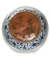 A CHINESE BLUE AND WHITE GRAPES DISH