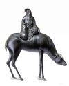 A LARGE CHINESE BRONZE CENSER MODELLED AS A DIGNITARY RIDING A DEER, MING DYNASTY (1368-1644)