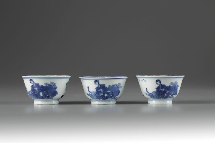 Three Blue and White Cups
