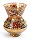 A LARGE ISLAMIC GILT AND ENAMELED GLASS MOSQUE LAMP, 19TH CENTURY