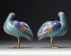 A PAIR OF CHINESE CLOISONNÉ  ENAMEL BIRD CENSERS