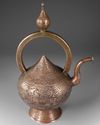 A PERSIAN ENGRAVED TINNED COPPER EWER, QAJAR 19TH CENTURY