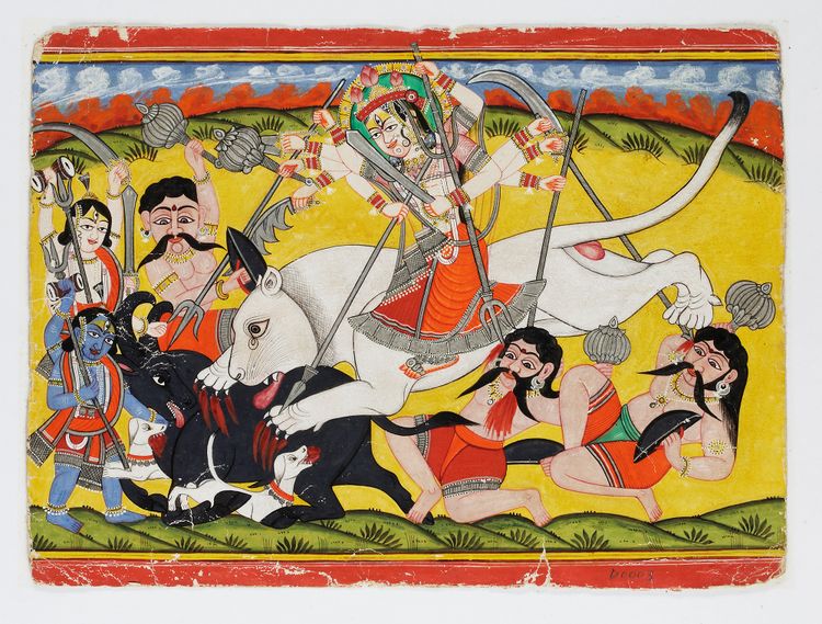 DURGA KILLING THE DEMON, JODHPUR RAJASTHAN INDIA, 19TH CENTURY