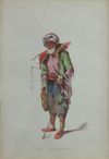 Lot of three watercolours representing various figures with English annotations: COUNT AMADEO PREZIOSI (MALTESE 1816-1882)