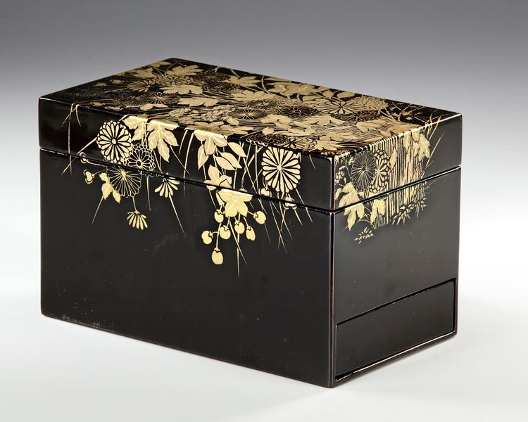 A SMALL JAPANESE SUZURIBAKO LACQUER WRITING BOX, MEIJI PERIOD (1868-1912)