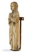 AN INDO-PORTUGUESE CARVED IVORY FIGURE OF THE VIRGIN, GOA,17TH-18TH CENTURY