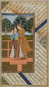 A MINIATURE DEPICTING A MUGHAL PRINCE AND PRINCESS, INDIA, 19TH CENTURY