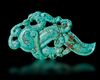 A TURQUOISE BIRD AND SERPENT PENDANT, CHINA, ZHOU PERIOD (770–256 BC)