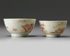 A set of two Chinese sepia-decorated 'landscape' bowls