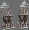 Two wooden mother of pearl inlaid chairs