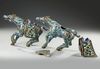 A PAIR OF LARGE CHINESE CLOISONNE ENAMEL FIGURES OF CAPARISONED HORSES, 20TH CENTURY