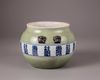 A Chinese celadon-ground blue and white jar