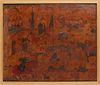 A QAJAR LACQUER PAPIER MACHE PANEL, PERSIA 19TH CENTURY