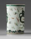A Chinese famille verte 'dragon' brush pot, bitong