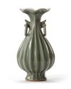 A CHINESE LONGQUAN CELADON FLUTED PEAR-SHAPED VASE, SONG DYNASTY (960–1279)