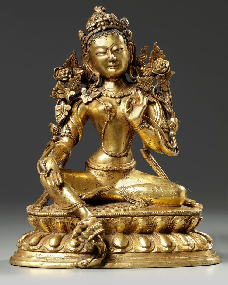 A Chinese gilt bronze figure of Tara