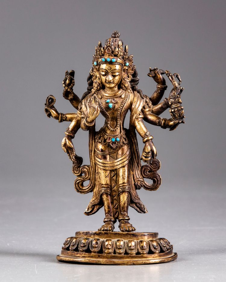 A Sino-tibetan gilt bronze figure of Tara