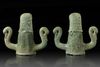 A PAIR OF ROMAN BRONZE CHARIOT OR CARPENTUM FITTINGS, 2/3 CENTURY A.D.