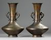 A PAIR OF JAPANESE BRONZE VASES, MEIJI PERIOD  (1868-1912)
