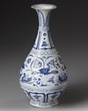 A CHINESE BLUE AND WHITE YUHUCHUNPING VASE, YUAN DYNASTY OR LATER
