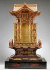 A LARGE JAPANESE BUDDHIST SHRINE, FOUR PARTS, IN THE SHAPE OF A TEMPLE, 20TH CENTURY