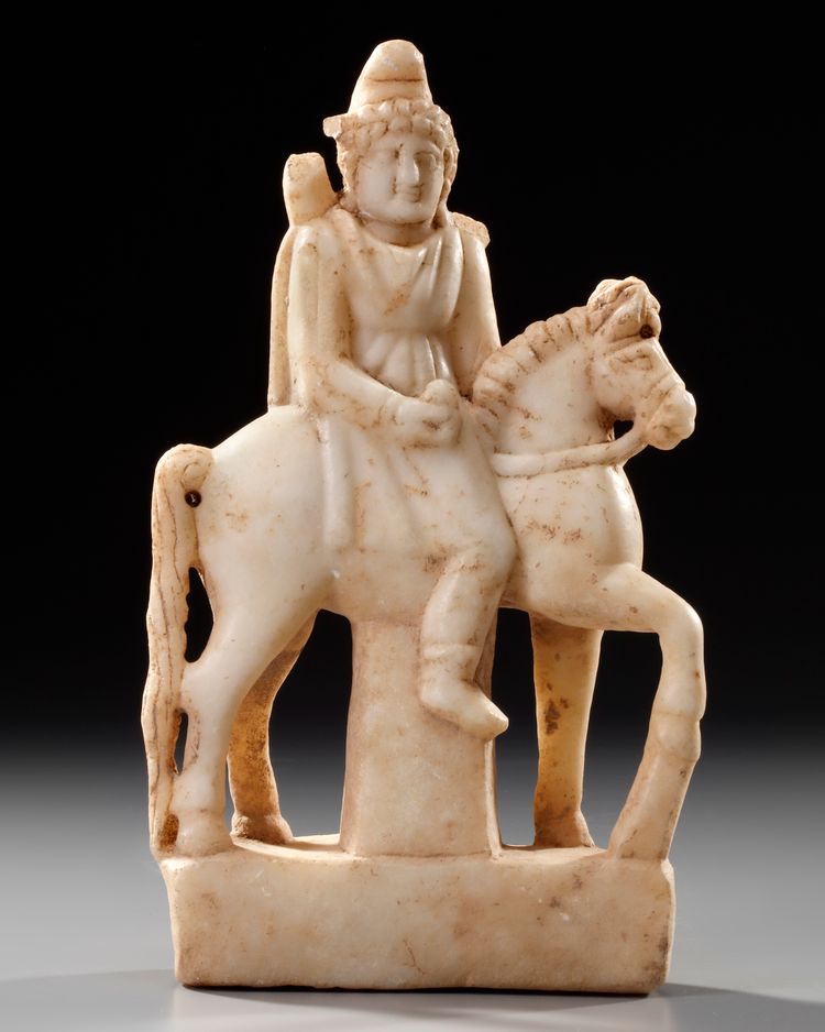 A ROMAN IMPERIAL STATUETTE OF THE GOD MAN ON HORSEBACK, CIRCA 2ND-3RD CENTURY A.D.