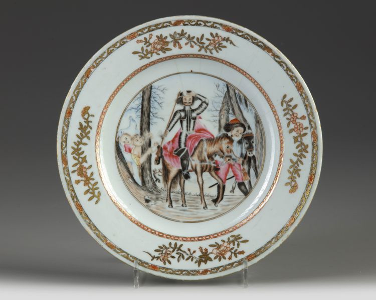 A Chinese famille rose 'Don Quixote' dish