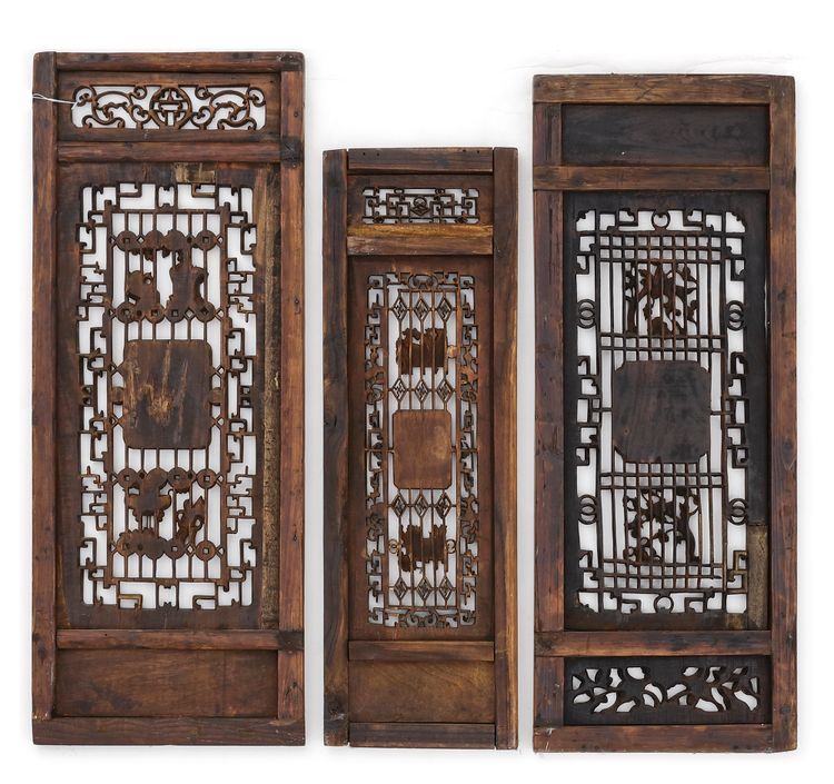 THREE OPENWORK CARVED WOOD PANELS, 19TH CENTURY