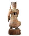 A CHINESE PAINTED AND LACQUERED WOOD FIGURE OF A GUARDIAN, LATE MING DYNASTY (1368-1644)