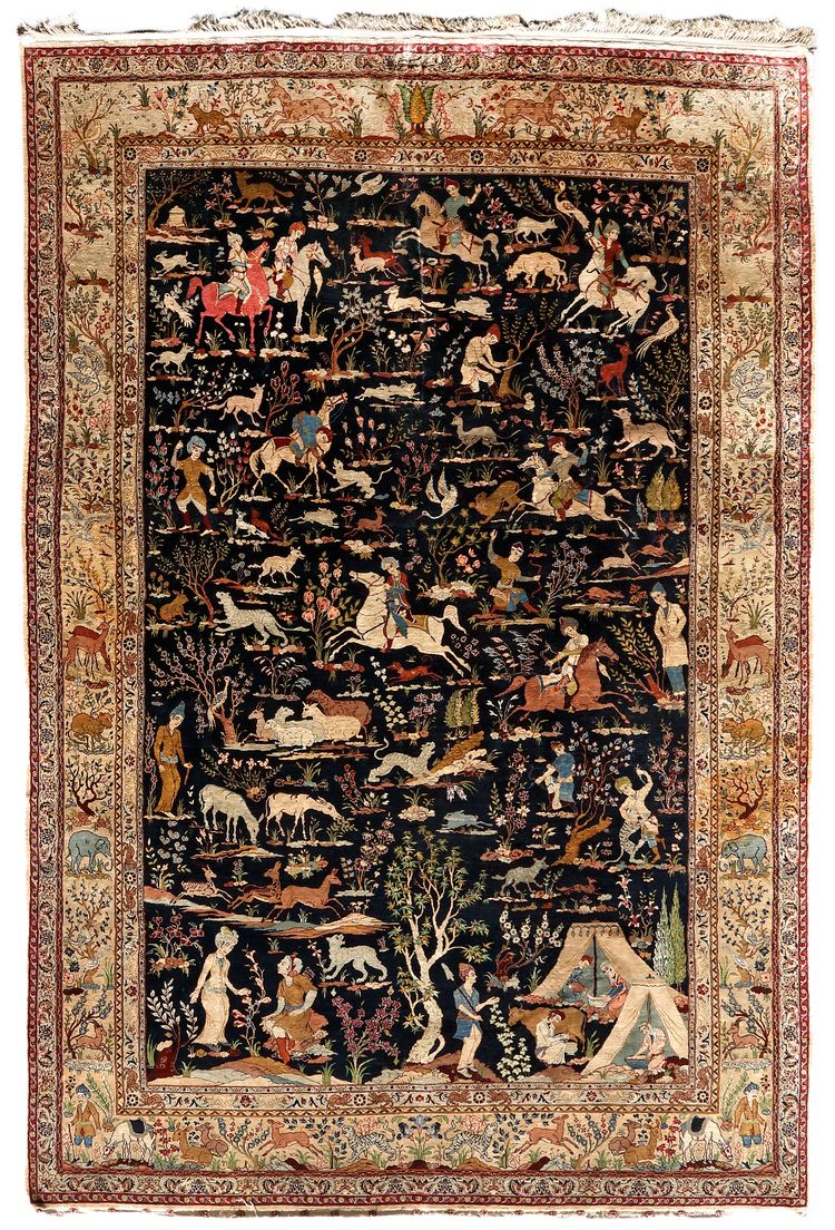 A SILK CARPET, QOM, PERSIA, 20TH CENTURY