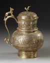 A PERSIAN SILVER INLAID COVERED BRONZE JUG, KHURASAN STYLE, 19TH CENTURY