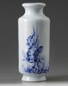 A Chinese blue and white ‘sparrows’ cylindrical vase