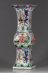 A Chinese wucai 'dragon' gu vase