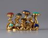 A CHINESE GILT BRONZE HARDSTONE INLAID-BRUSK REST, CHINA, 19TH CENTURY