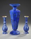 A SET OF THREE VASES OF SUPERB 'LAPIS LAZULI', MID 20TH CENTURY