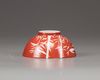 A Chinese coral-ground reserve decorated 'bamboo' bowl