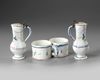 A FRENCH FAIENCE CRUET SET, LATE 18TH CENTURY