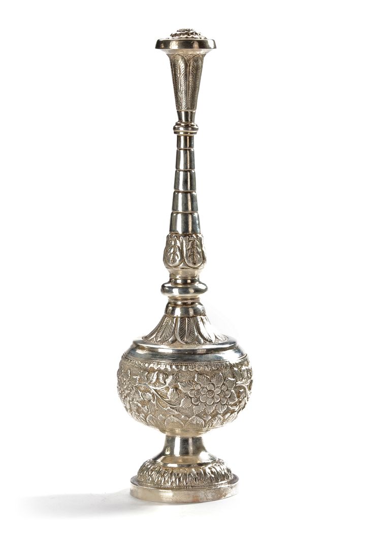 AN INDIAN SILVER ROSE WATER SPRINKLER, 19TH CENTURY