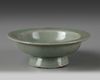 A Korean celadon-glazed carved stem dish