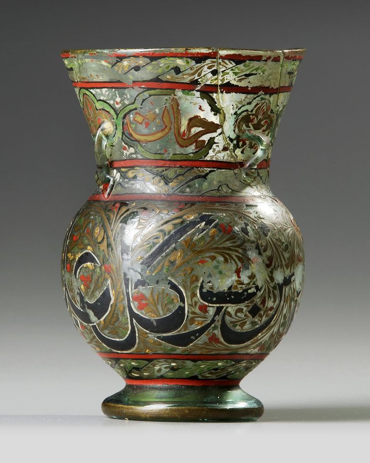 ENAMELED AND GILDED CLEAR GLASS MOSQUE LAMP, 17TH-18TH CENTURY