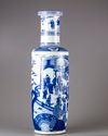A blue and white rouleau vase