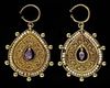 A PAIR OF BYZANTINE GOLD EARRINGS WITH PEARLS AND AMETHYST, CIRCA  6TH-7TH CENTURY AD