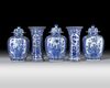 A Chinese blue and white five-piece garniture